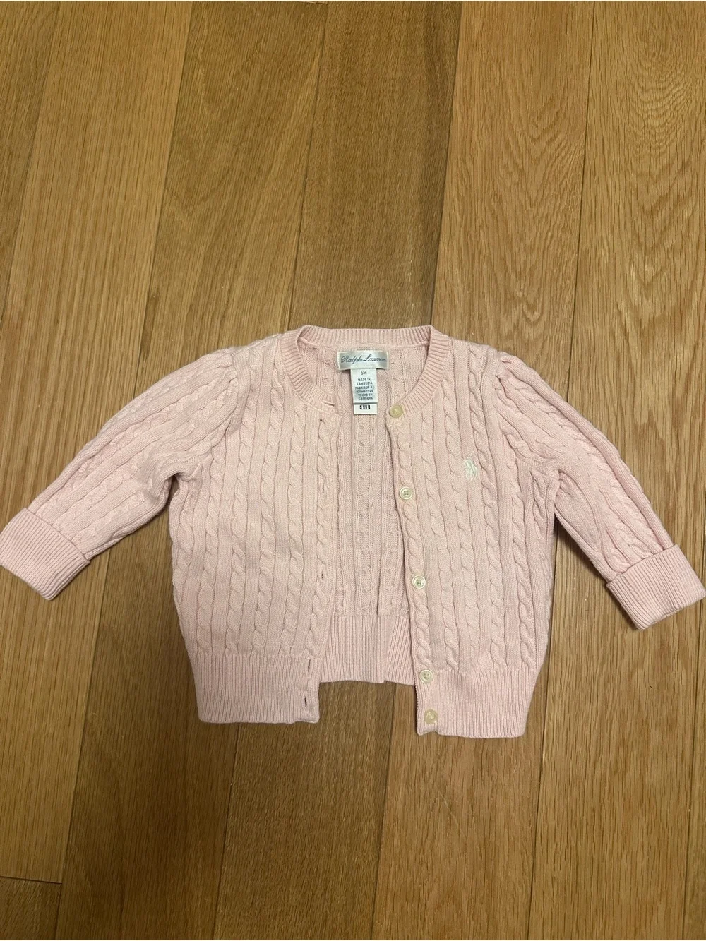 Ralph Lauren Light Pink Cable-Knit Cardigan